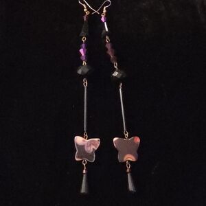 Elegant Purple and Black Dangle Earrings